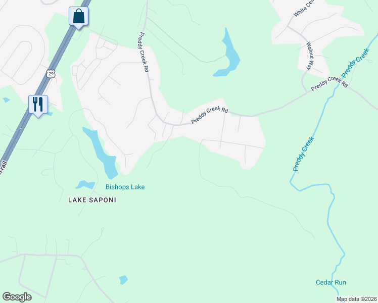 map of restaurants, bars, coffee shops, grocery stores, and more near 992 Preddy Creek Road in Barboursville