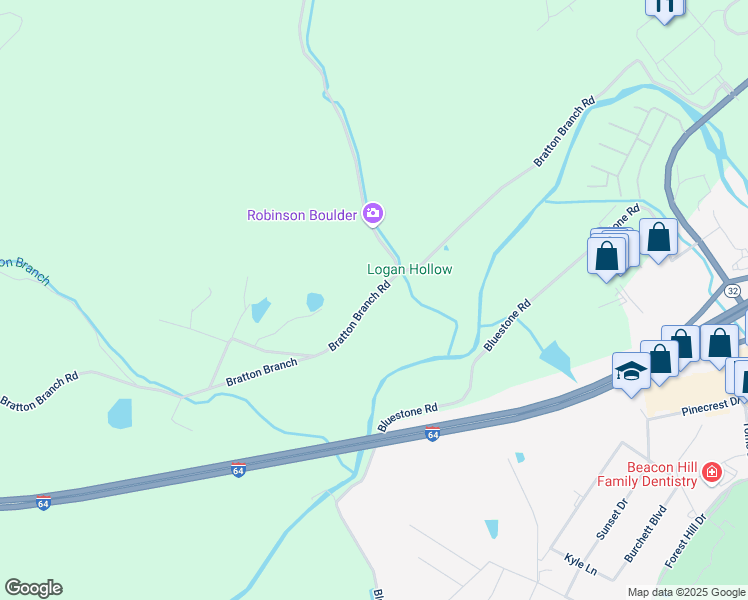 map of restaurants, bars, coffee shops, grocery stores, and more near 1000 Bratton Branch in Morehead