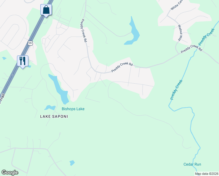map of restaurants, bars, coffee shops, grocery stores, and more near 992 Preddy Creek Road in Barboursville