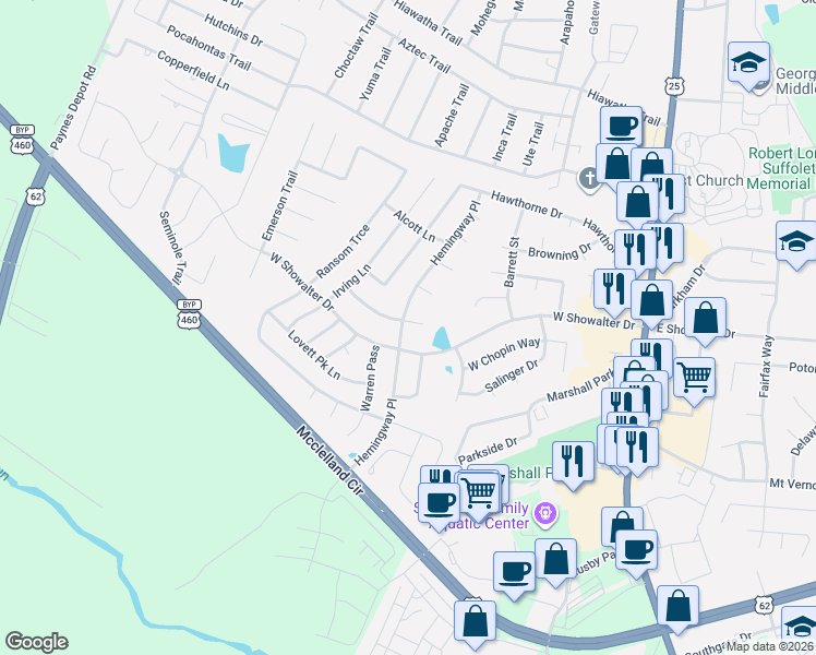 map of restaurants, bars, coffee shops, grocery stores, and more near 140 Hemingway Place in Georgetown