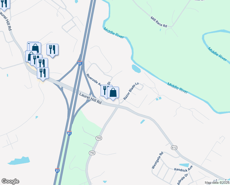 map of restaurants, bars, coffee shops, grocery stores, and more near 43 Riverside Avenue in Verona