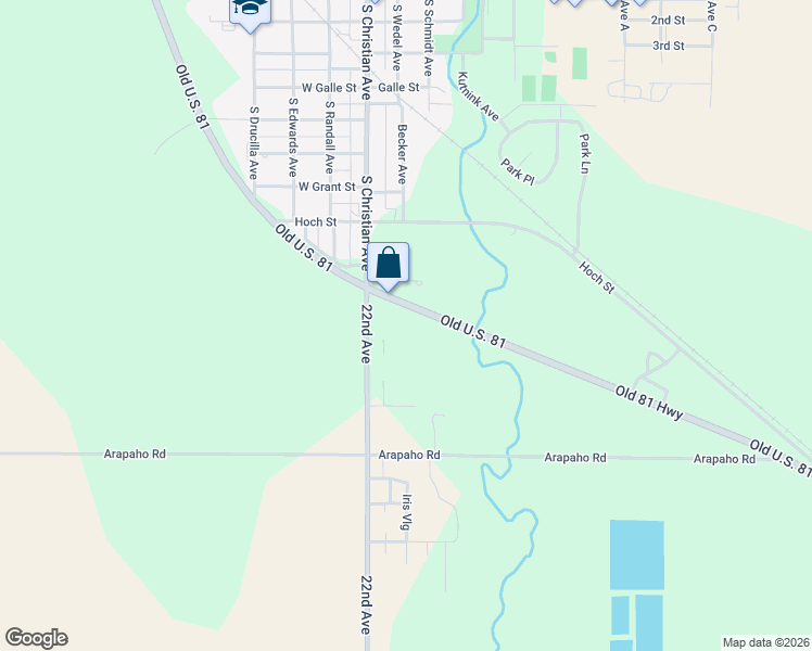 map of restaurants, bars, coffee shops, grocery stores, and more near 105 Old U.S. 81 in Moundridge