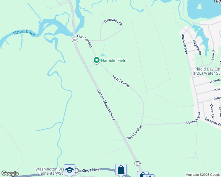 map of restaurants, bars, coffee shops, grocery stores, and more near 659 Ferry Landing in Colonial Beach