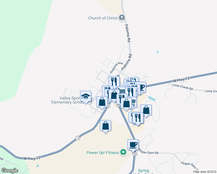 map of restaurants, bars, coffee shops, grocery stores, and more near 10 Daphne Street in Valley Springs