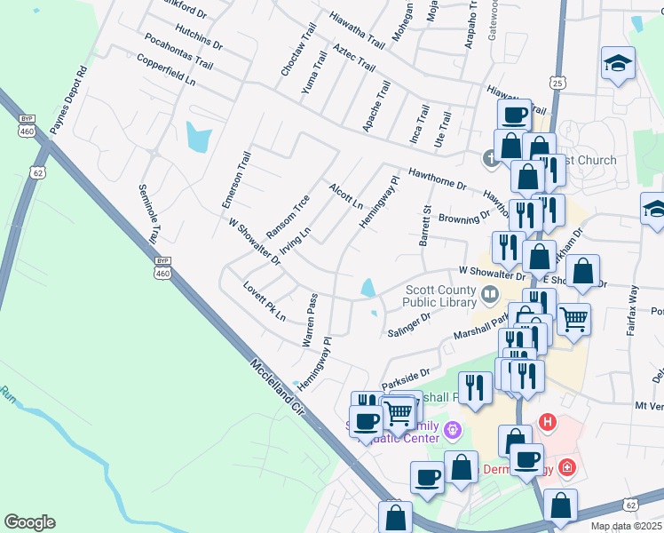 map of restaurants, bars, coffee shops, grocery stores, and more near 140 Hemingway Place in Georgetown
