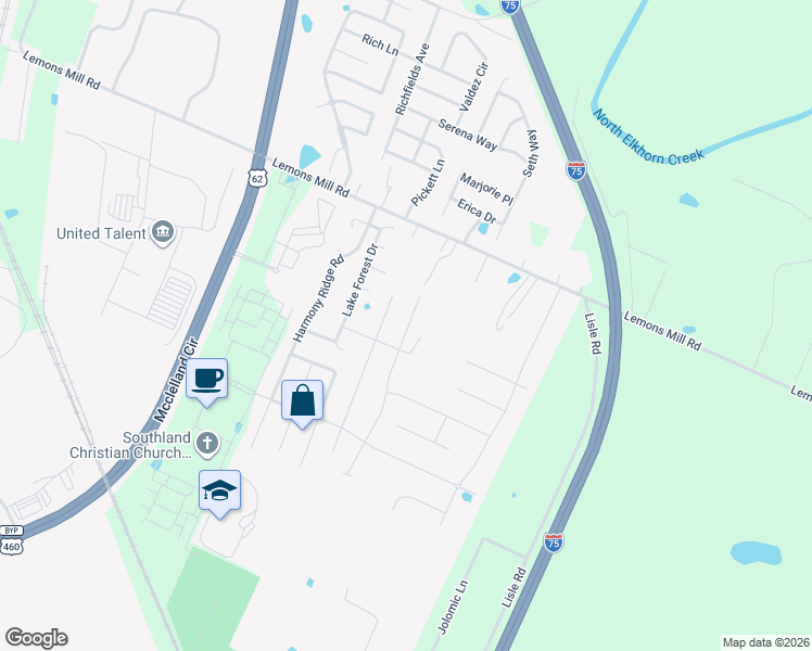 map of restaurants, bars, coffee shops, grocery stores, and more near 1161 Lemons Mill Road in Georgetown