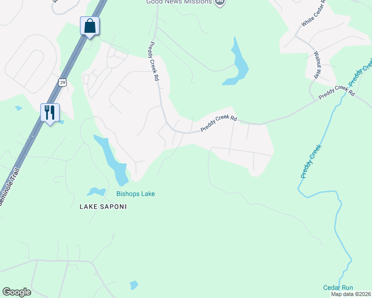 map of restaurants, bars, coffee shops, grocery stores, and more near 932 Preddy Creek Road in Barboursville