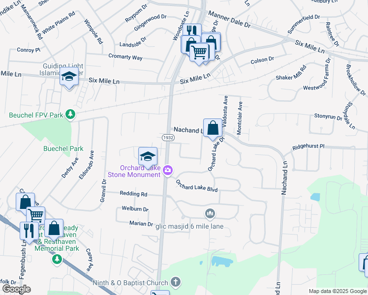 map of restaurants, bars, coffee shops, grocery stores, and more near 3801 Greenwich Way in Louisville