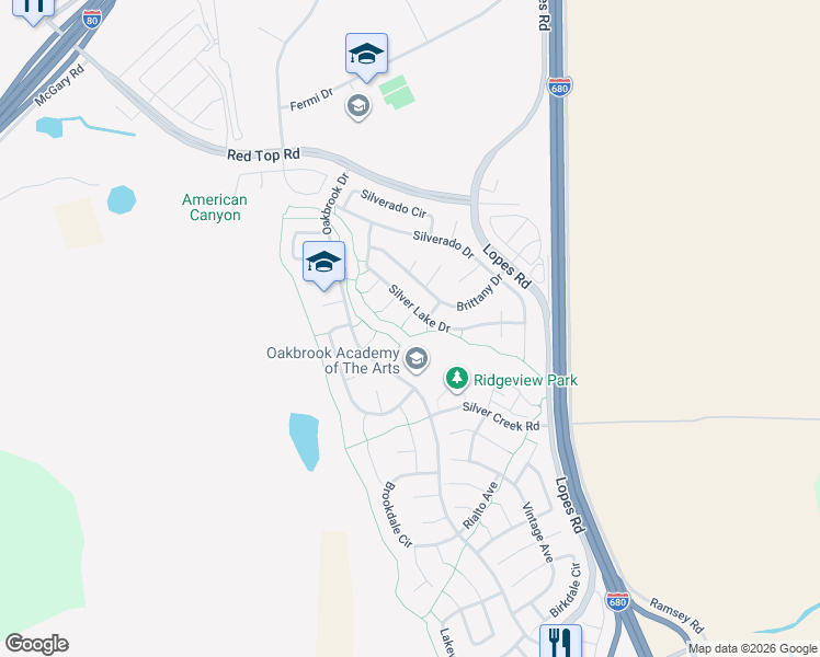 map of restaurants, bars, coffee shops, grocery stores, and more near 4824 Greenridge Court in Fairfield