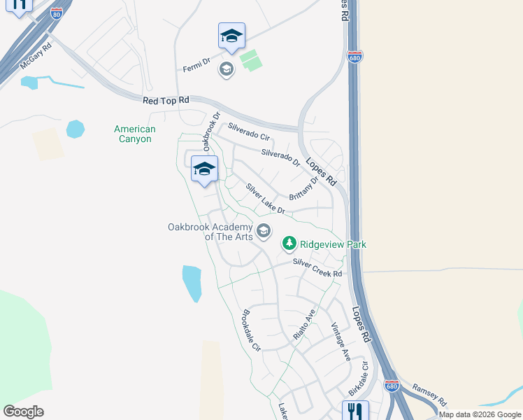 map of restaurants, bars, coffee shops, grocery stores, and more near 4824 Greenridge Court in Fairfield