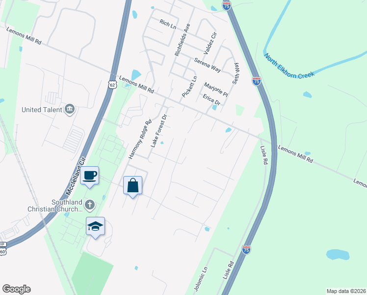 map of restaurants, bars, coffee shops, grocery stores, and more near 1161 Lemons Mill Road in Georgetown