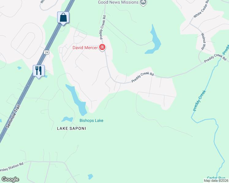 map of restaurants, bars, coffee shops, grocery stores, and more near 932 Preddy Creek Road in Barboursville