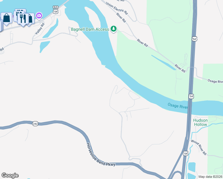 map of restaurants, bars, coffee shops, grocery stores, and more near 401 Fish Haven Road in Lake Ozark