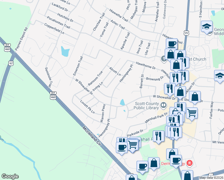 map of restaurants, bars, coffee shops, grocery stores, and more near 140 Hemingway Place in Georgetown