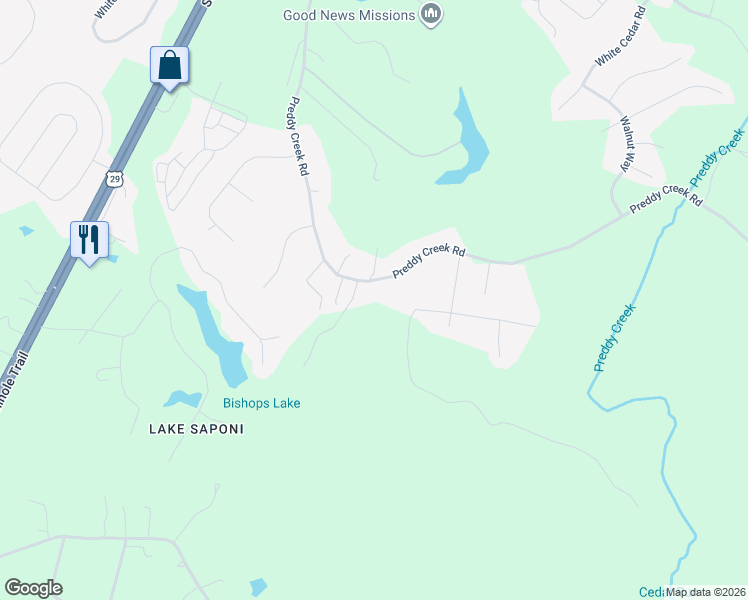 map of restaurants, bars, coffee shops, grocery stores, and more near 992 Preddy Creek Road in Barboursville