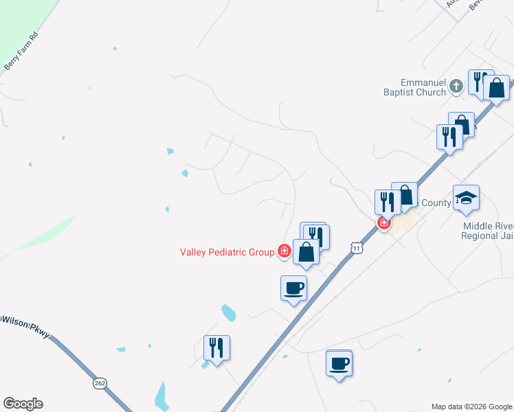 map of restaurants, bars, coffee shops, grocery stores, and more near 101 Beauregard Drive in Staunton