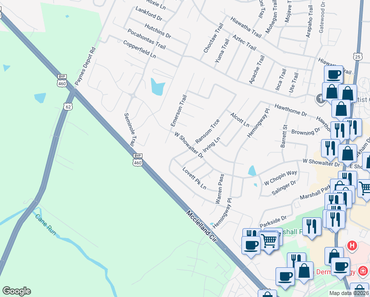 map of restaurants, bars, coffee shops, grocery stores, and more near 189 Ransom Trace in Georgetown