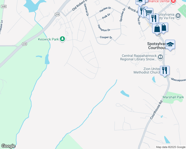 map of restaurants, bars, coffee shops, grocery stores, and more near 7504 Oakham Drive in Spotsylvania Courthouse