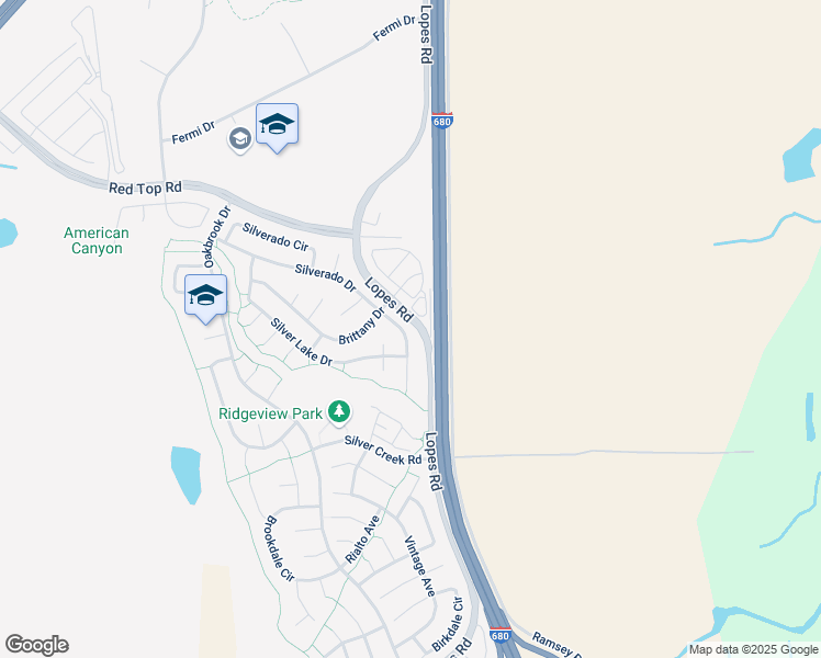 map of restaurants, bars, coffee shops, grocery stores, and more near 4870 Silverado Drive in Fairfield