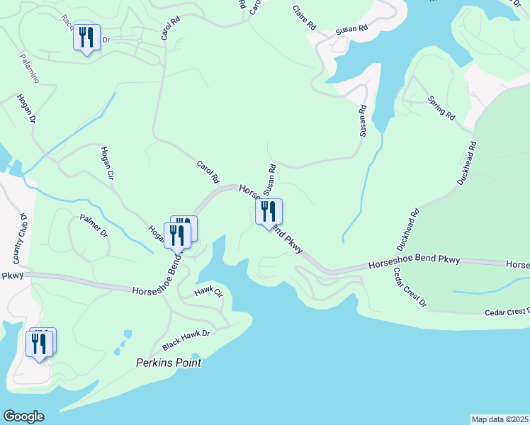 map of restaurants, bars, coffee shops, grocery stores, and more near 758 Susan Road in Lake Ozark