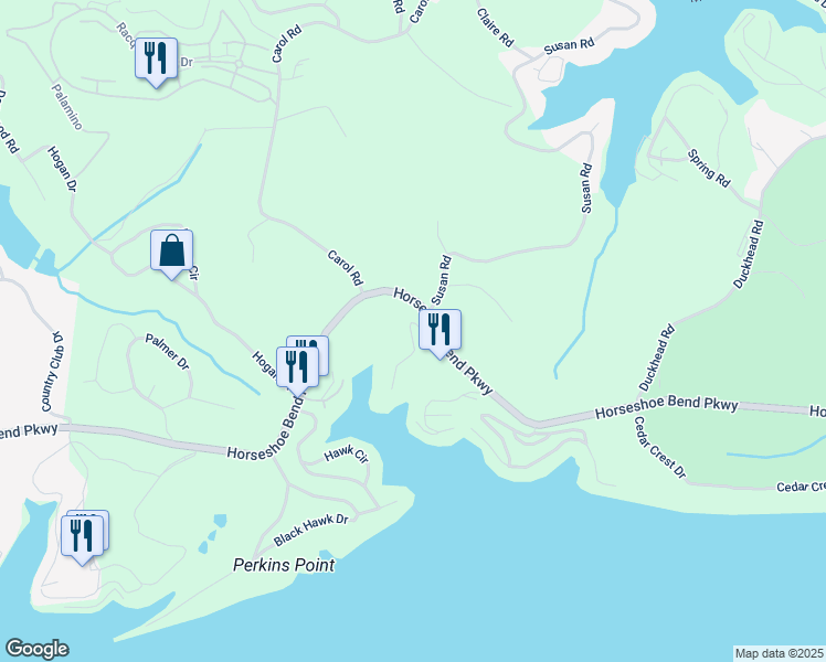 map of restaurants, bars, coffee shops, grocery stores, and more near 758 Susan Road in Lake Ozark