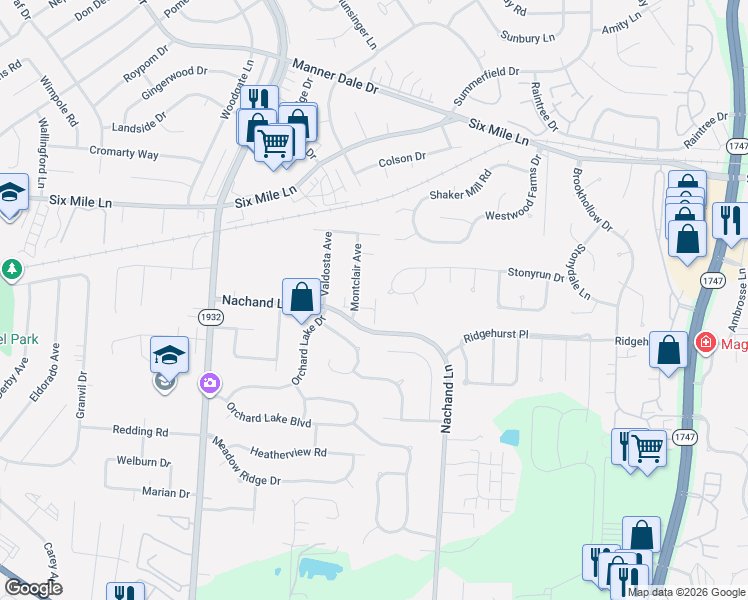 map of restaurants, bars, coffee shops, grocery stores, and more near 7407 Nachand Pl Ct in Louisville