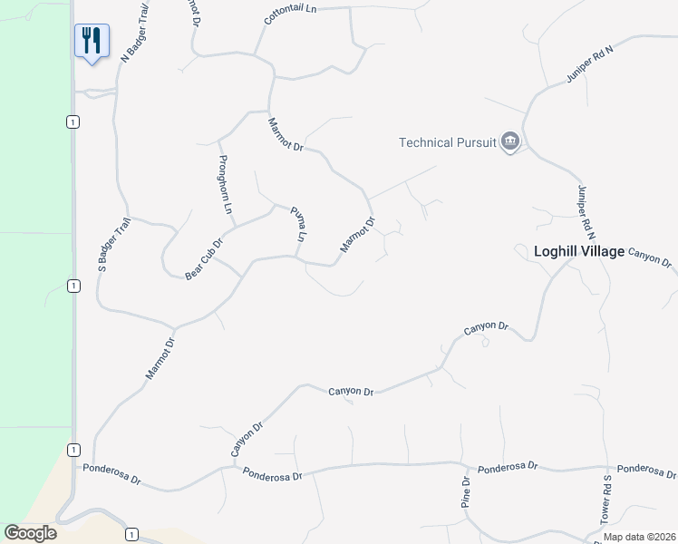 map of restaurants, bars, coffee shops, grocery stores, and more near 858 Marmot Drive in Ridgway