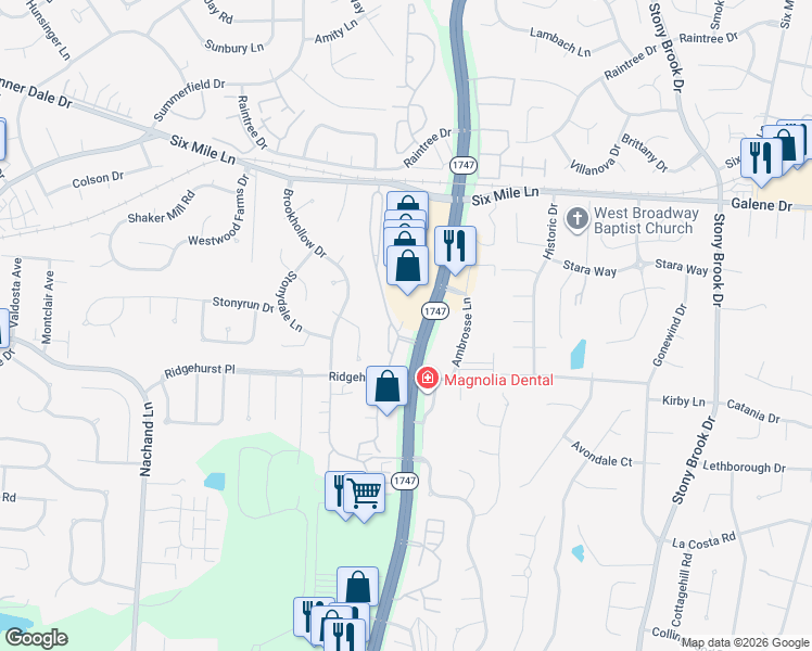 map of restaurants, bars, coffee shops, grocery stores, and more near 3713 Hurstbourne Ridge Boulevard in Louisville