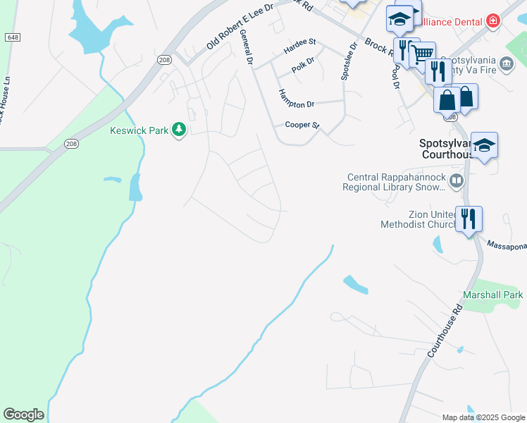 map of restaurants, bars, coffee shops, grocery stores, and more near 8708 Afton Drive in Spotsylvania Courthouse