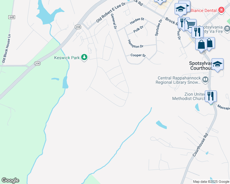 map of restaurants, bars, coffee shops, grocery stores, and more near 7515 Oakham Drive in Spotsylvania Courthouse