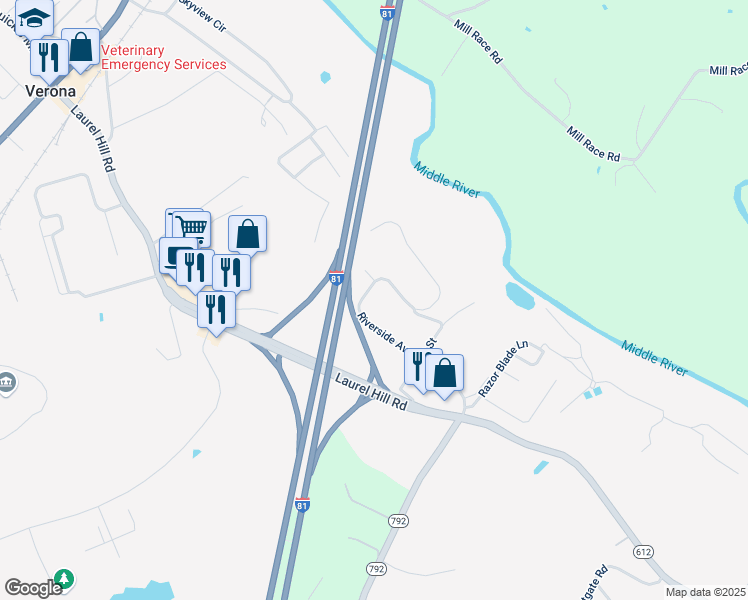 map of restaurants, bars, coffee shops, grocery stores, and more near 96 Maple Drive in Verona