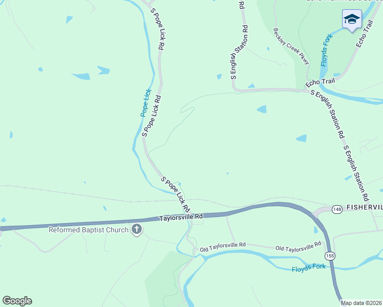 map of restaurants, bars, coffee shops, grocery stores, and more near 3001 South Pope Lick Road in Louisville