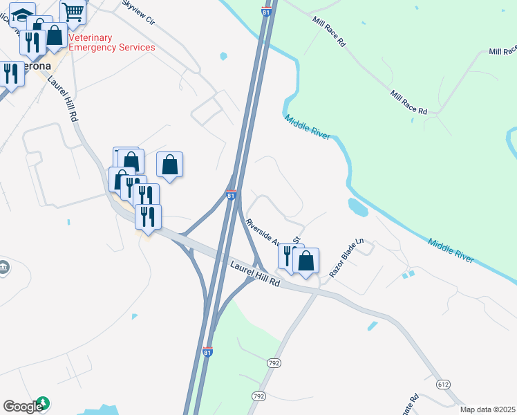 map of restaurants, bars, coffee shops, grocery stores, and more near 92 Maple Drive in Verona