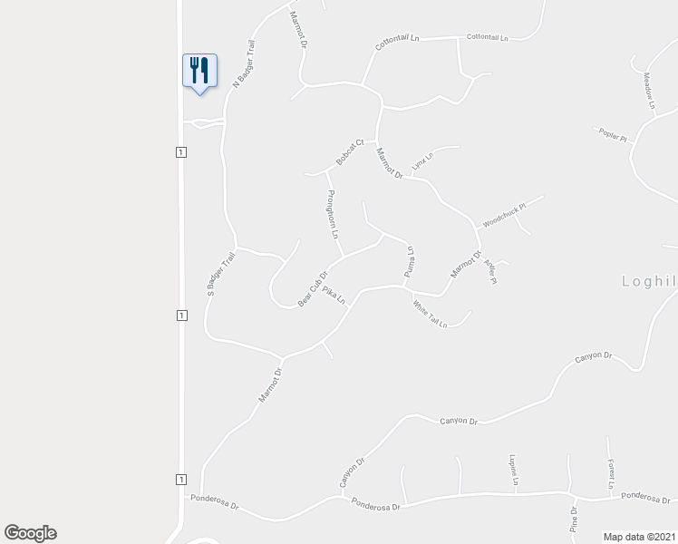 map of restaurants, bars, coffee shops, grocery stores, and more near 176 Bear Cub Drive in Ridgway