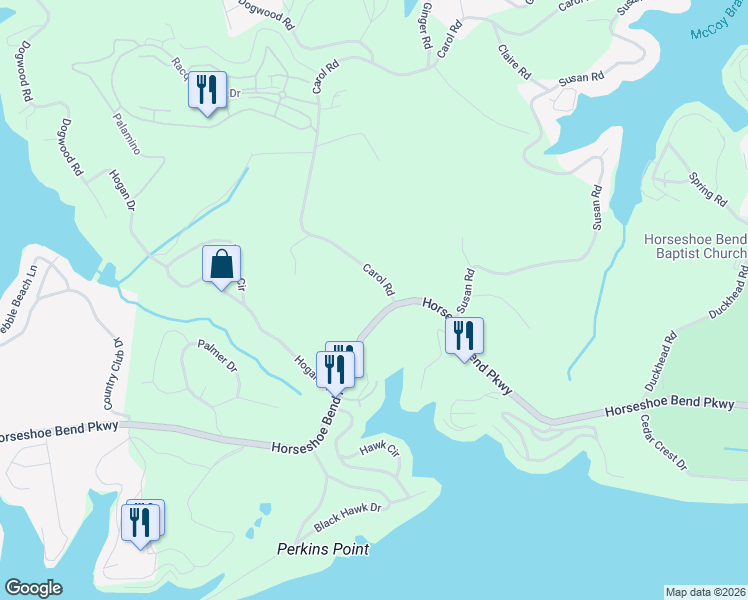 map of restaurants, bars, coffee shops, grocery stores, and more near 100-180 Carol Road in Lake Ozark