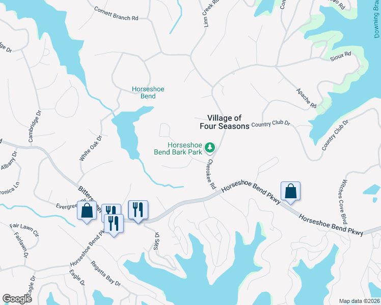 map of restaurants, bars, coffee shops, grocery stores, and more near Reddington Rd in Lake Ozark