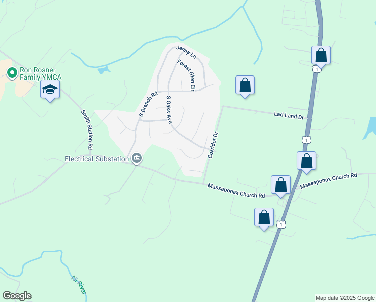 map of restaurants, bars, coffee shops, grocery stores, and more near 8508 Leslie Court in Fredericksburg