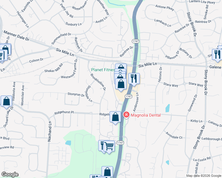 map of restaurants, bars, coffee shops, grocery stores, and more near 3614 Hurstbourne Ridge Boulevard in Louisville