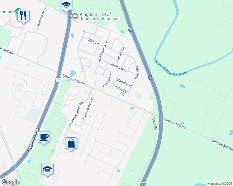 map of restaurants, bars, coffee shops, grocery stores, and more near 101 Billy Vance Drive in Georgetown
