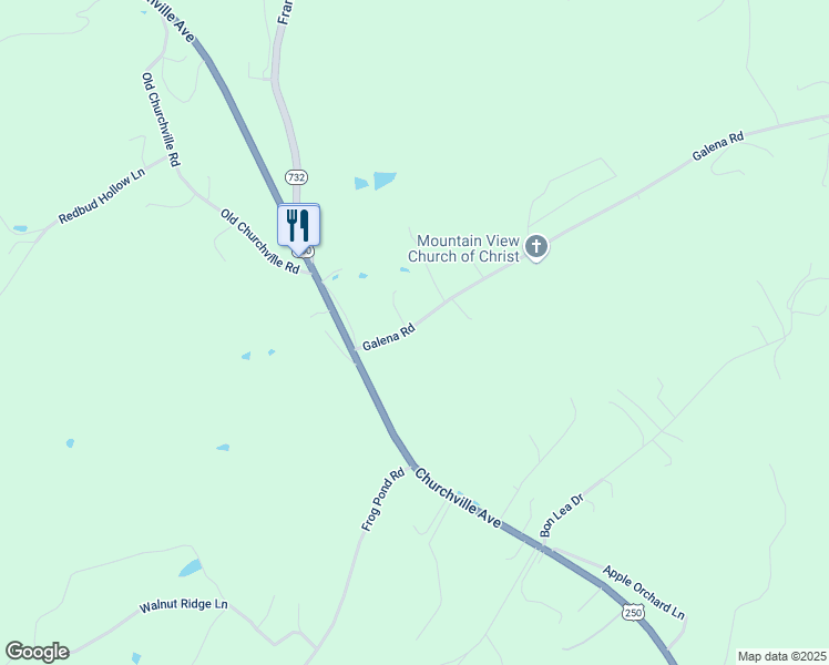map of restaurants, bars, coffee shops, grocery stores, and more near 662 Galena Road in Staunton