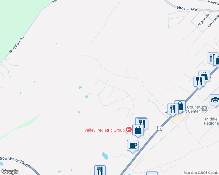 map of restaurants, bars, coffee shops, grocery stores, and more near 510 Stonewall Jackson Boulevard in Staunton