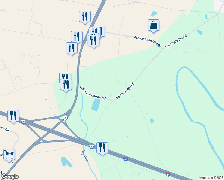 map of restaurants, bars, coffee shops, grocery stores, and more near 50 Old Brunerstown Road in Shelbyville