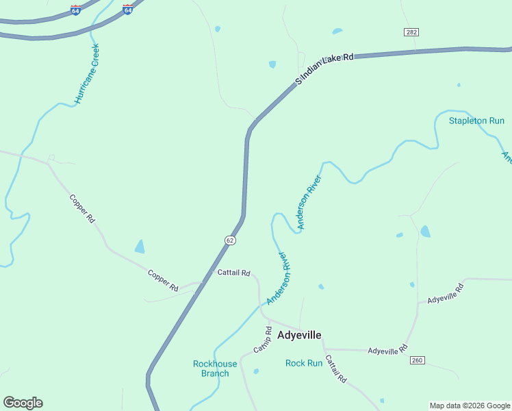 map of restaurants, bars, coffee shops, grocery stores, and more near 1961 Indiana 62 in Bristow