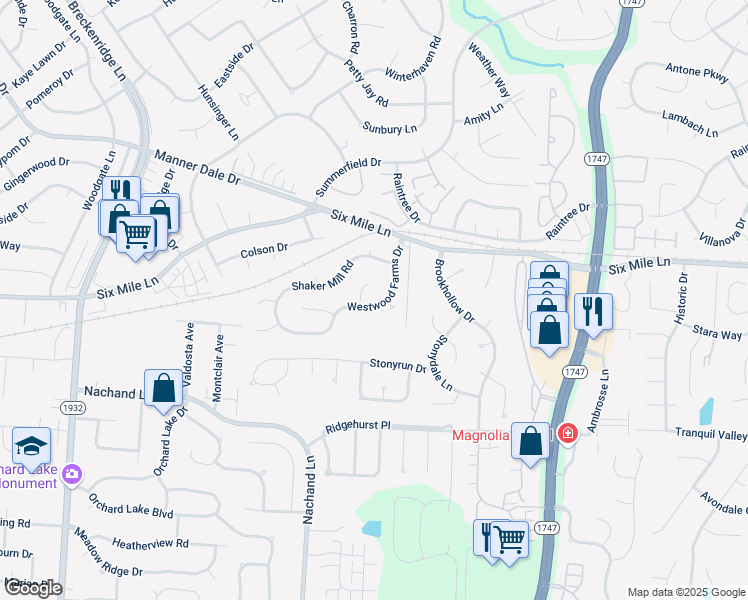 map of restaurants, bars, coffee shops, grocery stores, and more near 3426 Westwood Farms Drive in Louisville