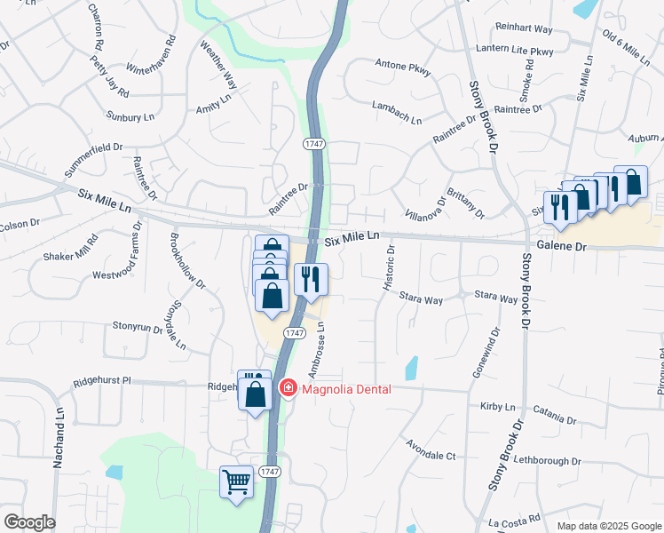 map of restaurants, bars, coffee shops, grocery stores, and more near 3451 Kentucky 1747 in Louisville