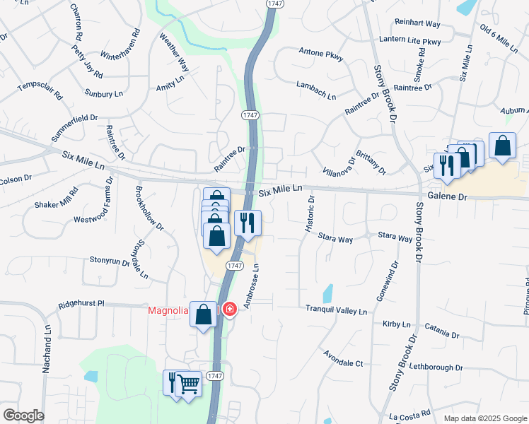 map of restaurants, bars, coffee shops, grocery stores, and more near 3451 South Hurstbourne Parkway in Louisville