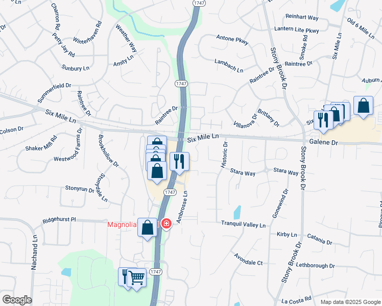 map of restaurants, bars, coffee shops, grocery stores, and more near 3451 Kentucky 1747 in Louisville