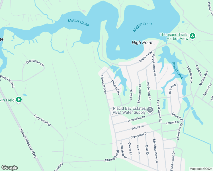 map of restaurants, bars, coffee shops, grocery stores, and more near 1038 Albrough Boulevard in Colonial Beach