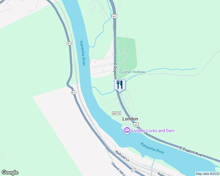 map of restaurants, bars, coffee shops, grocery stores, and more near Hoskins Road in Hansford