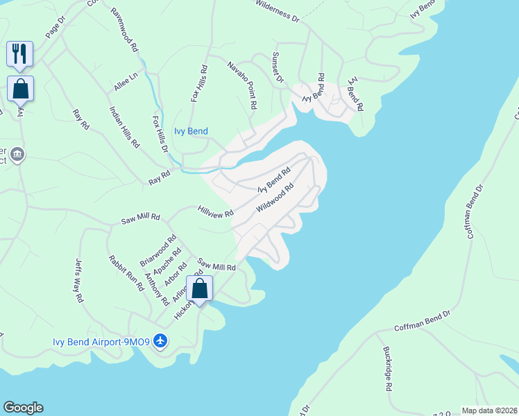 map of restaurants, bars, coffee shops, grocery stores, and more near Wildwood Road in Morgan County